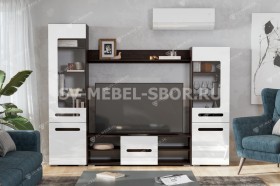 Мебель для гостиной МГС 6 (Исполнение 1/Венге/Белый глянец) в Белокурихе - belokuriha.katalogmebeli.com | фото
