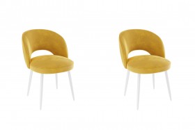 Набор стульев Моли 2 шт (жёлтый велюр/белый) в Белокурихе - belokuriha.katalogmebeli.com | фото