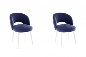 Набор стульев Моли 2 шт (синий велюр/белый) в Белокурихе - belokuriha.katalogmebeli.com | фото