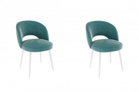 Набор стульев Моли 2 шт (зеленый велюр/белый) в Белокурихе - belokuriha.katalogmebeli.com | фото