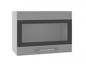 Ройс ВПГСФ 600 Шкаф верхний горизонтальный со стеклом с фотопечатью высокий (Ваниль софт/корпус Серый) в Белокурихе - belokuriha.katalogmebeli.com | фото