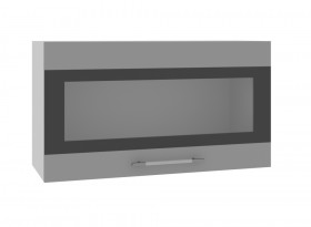 Ройс ВПГСФ 800 Шкаф верхний горизонтальный со стеклом с фотопечатью высокий (Ваниль софт/корпус Серый) в Белокурихе - belokuriha.katalogmebeli.com | фото