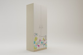 Шкаф 2-х створчатый с ящиками Флёр (Белый/корпус Клен) в Белокурихе - belokuriha.katalogmebeli.com | фото