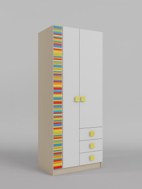 Шкаф 2-х створчатый с ящиками Клаксон без машинок (Белый/корпус Клен) в Белокурихе - belokuriha.katalogmebeli.com | фото