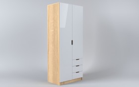 Шкаф 2-х створчатый с ящиками Лофт (Белый/корпус Дуб Сонома) в Белокурихе - belokuriha.katalogmebeli.com | фото