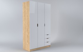 Шкаф 3-х створчатый с ящиками Лофт (Белый/корпус Дуб Сонома) в Белокурихе - belokuriha.katalogmebeli.com | фото