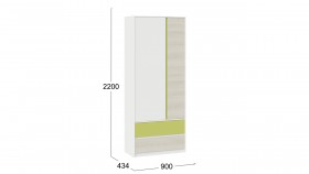 Шкаф для одежды комбинированный «Сканди» Дуб Гарден/Белый/Зеленый в Белокурихе - belokuriha.katalogmebeli.com | фото 5
