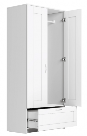 Шкаф двухдверный Сириус с 1 ящиком белый в Белокурихе - belokuriha.katalogmebeli.com | фото 3
