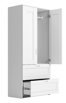 Шкаф двухдверный Сириус с 2 ящиками белый в Белокурихе - belokuriha.katalogmebeli.com | фото 2