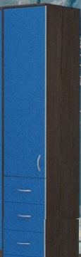 Шкаф-пенал №2 (закрытый) Бодего темный/Голубой в Белокурихе - belokuriha.katalogmebeli.com | фото 1