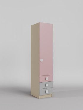 Шкаф угловой (секция с ящиками) Грэйси (Розовый/Серый/корпус Клен) в Белокурихе - belokuriha.katalogmebeli.com | фото